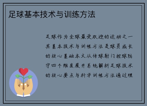 足球基本技术与训练方法